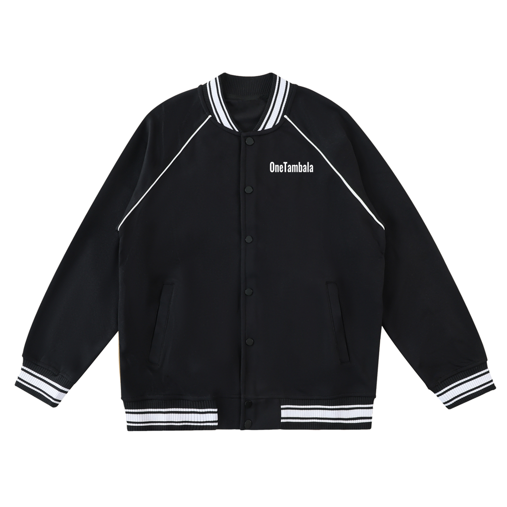 Contrast Trim Raglan Varsity Jacket
