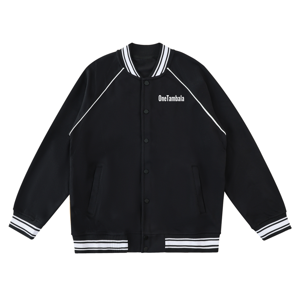 Contrast Trim Raglan Varsity Jacket