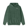 Snow Washed Zip-Through Fleece Hoodie