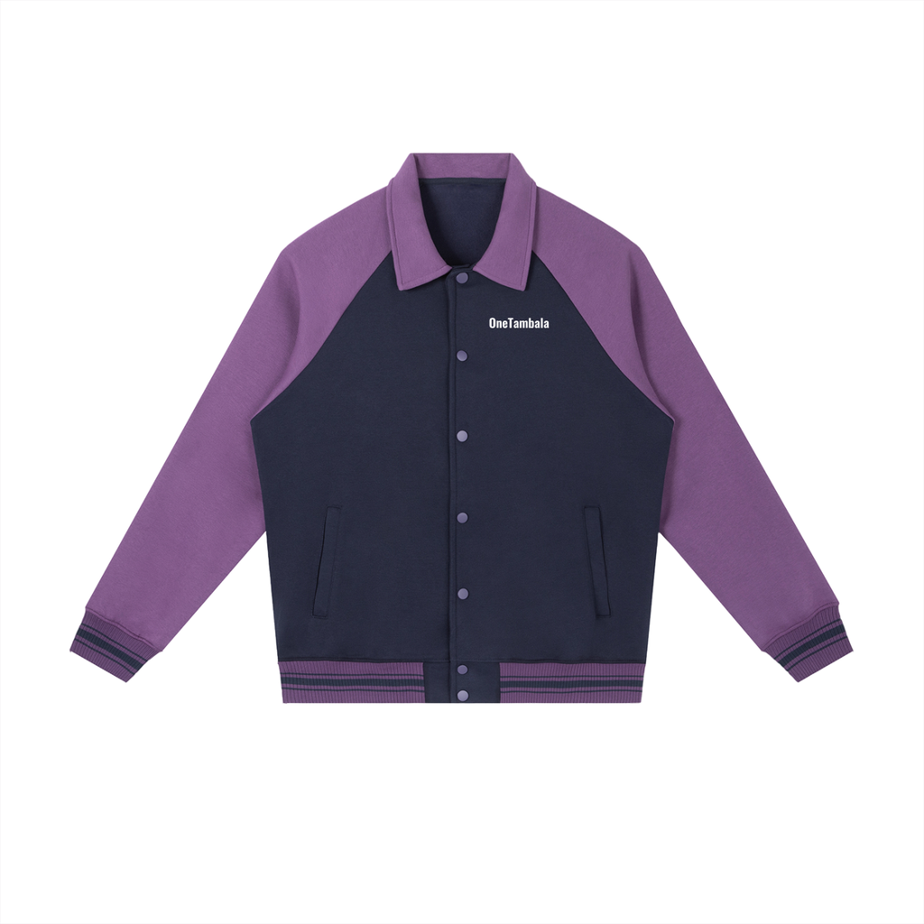 Contrast Raglan Sleeve Baseball Jacket