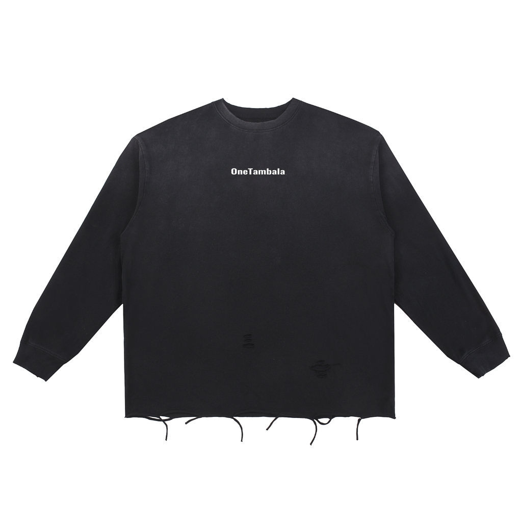 Snow Wash Raw Edge Cotton T-Shirt