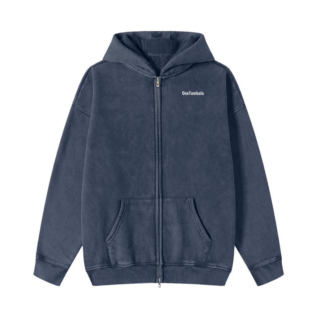 Snow Washed Zip-Through Fleece Hoodie