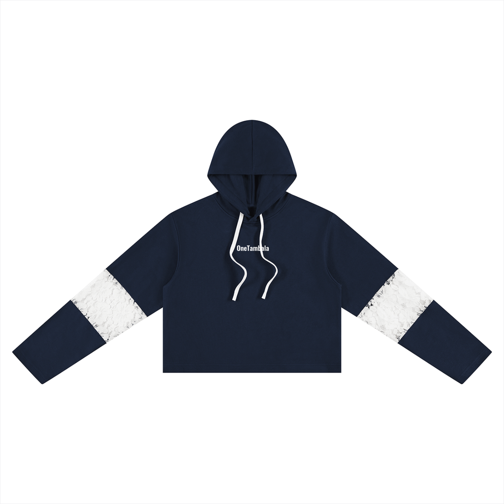 Women’s Cropped Lace-Panel Hoodie