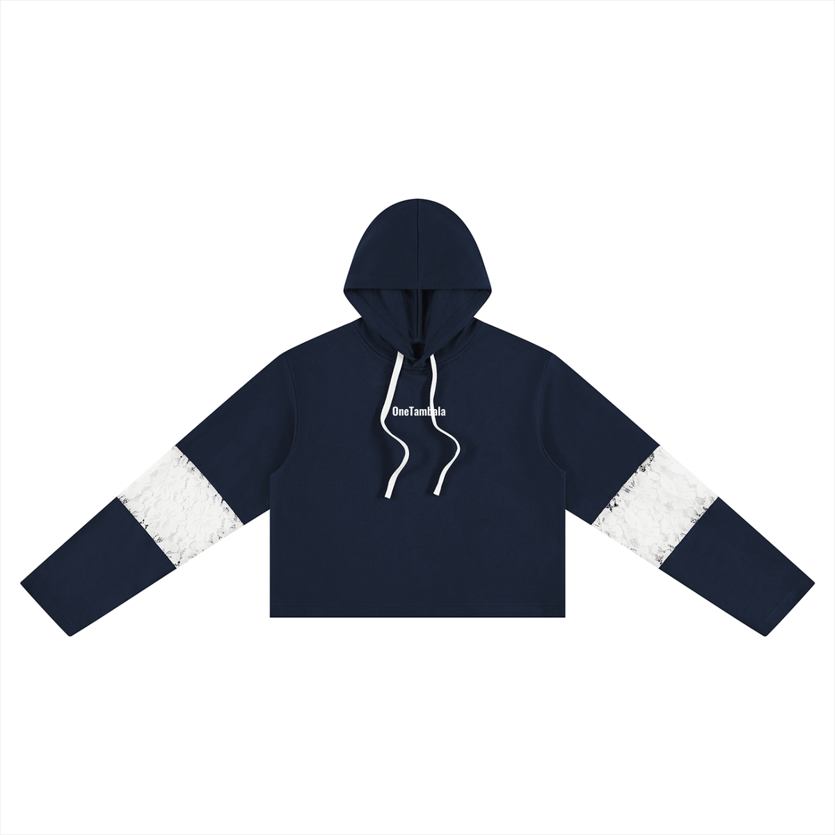 Women’s Cropped Lace-Panel Hoodie