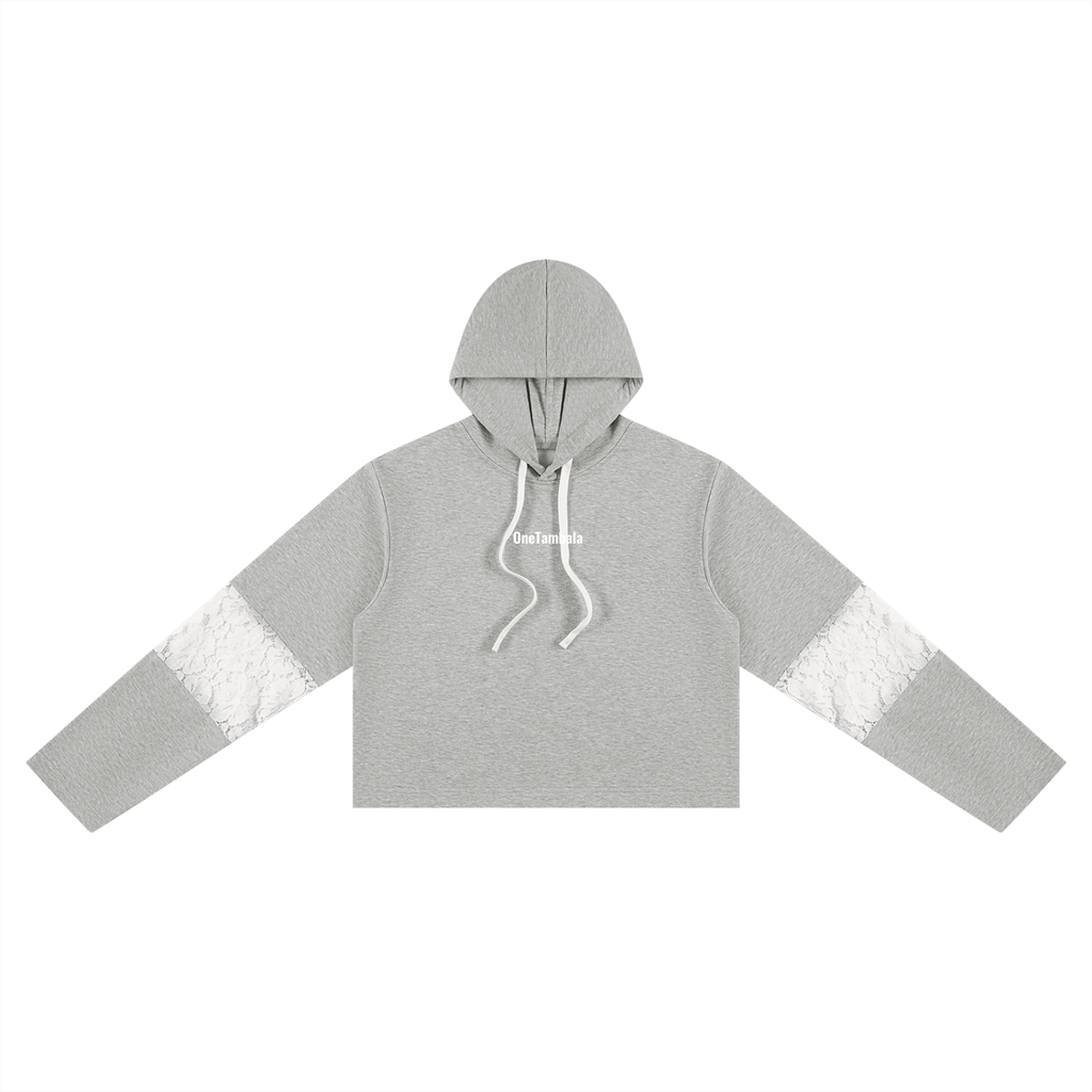 Women’s Cropped Lace-Panel Hoodie