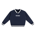 V-Neck Contrast Collar Boxy Sweatshirt