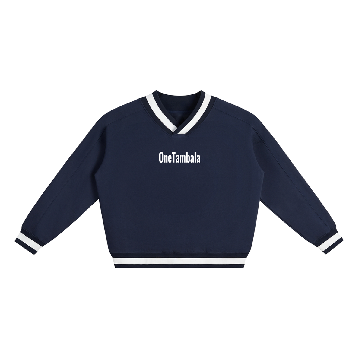 V-Neck Contrast Collar Boxy Sweatshirt